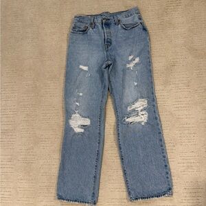 Levi's Blue Distressed Boyfriend Jeans